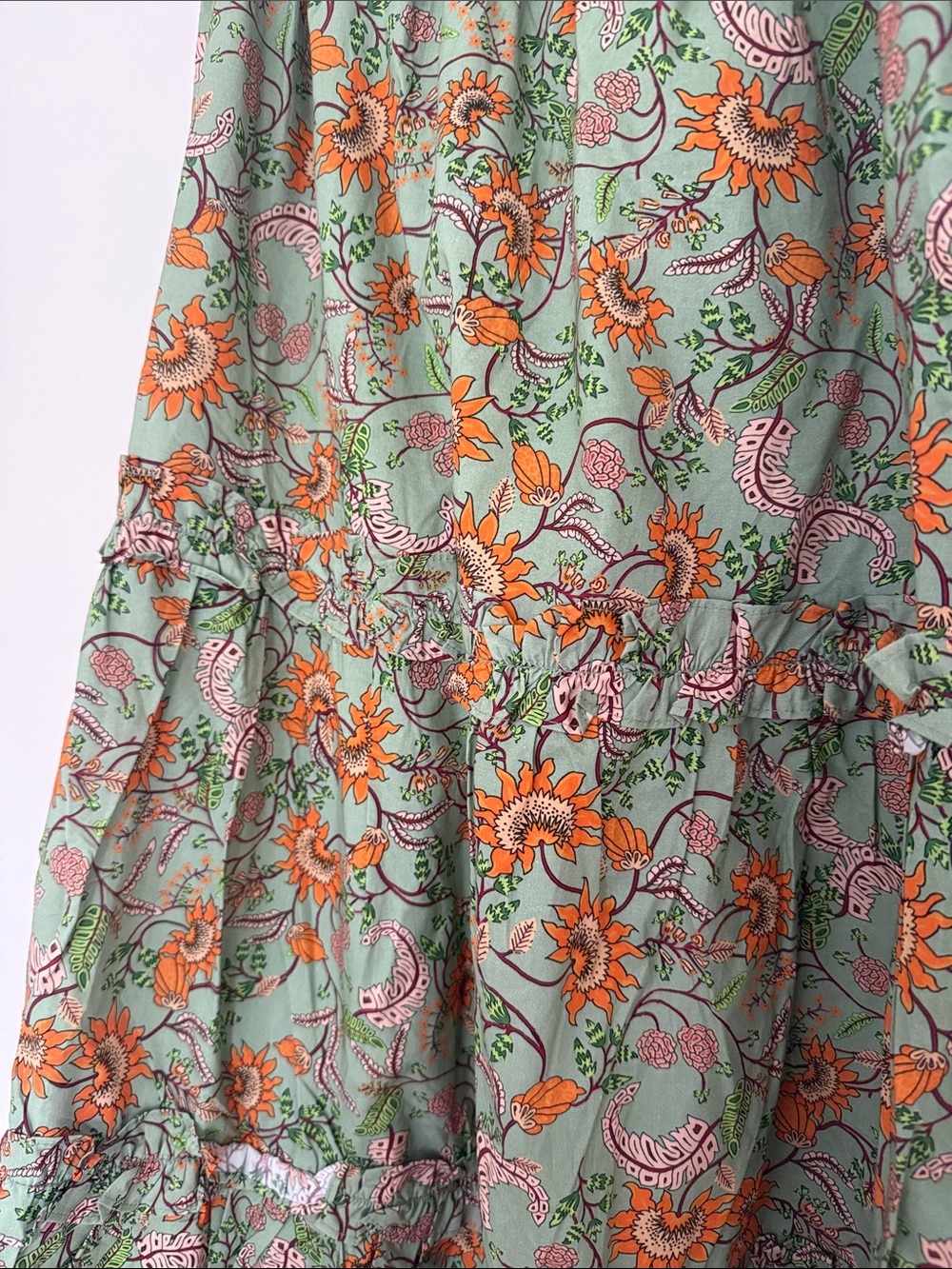 NWOT Tuckernuck x Hyacinth House Tiered Green Maxi Skirt Sz Sm - Picture 2 of 3